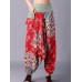 Retro Women Folk Style Print Elastic Waist Pants