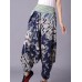 Retro Women Folk Style Print Elastic Waist Pants