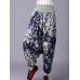 Retro Women Folk Style Print Elastic Waist Pants