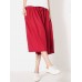 Wide Leg Women Pure Color Cotton Linen Elastic Waist Pants