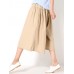 Wide Leg Women Pure Color Cotton Linen Elastic Waist Pants