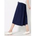 Wide Leg Women Pure Color Cotton Linen Elastic Waist Pants