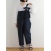 Women Japanese Style Cotton Linen Bow Shoulder Trouser Pants