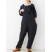 Women Japanese Style Cotton Linen Bow Shoulder Trouser Pants