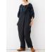 Women Japanese Style Cotton Linen Bow Shoulder Trouser Pants