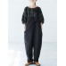 Women Japanese Style Cotton Linen Bow Shoulder Trouser Pants