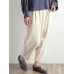 M-5XL Women Casual Loose Pure Color Elastic Waist Corduroy Pants