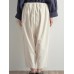 M-5XL Women Casual Loose Pure Color Elastic Waist Corduroy Pants