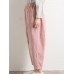 M-5XL Women Casual Loose Pure Color Elastic Waist Corduroy Pants