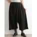 M-5XL Women Casual Pure Color Elastic Waist Cotton Pants