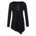 Women Long Sleeve Button Pure Color Irregular T-shirts