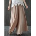 Women Solid Color Elastic Waist Casual Loose Pants