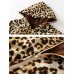 Women Long Sleeve Zipper Plush Retro Leopard Print Hooded Coats