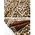 Women Long Sleeve Zipper Plush Retro Leopard Print Hooded Coats