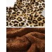 Women Long Sleeve Zipper Plush Retro Leopard Print Hooded Coats