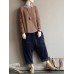 M-5XL Women Loose Pure Color Elastic Waist Corduroy Pants