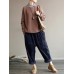 M-5XL Women Loose Pure Color Elastic Waist Corduroy Pants