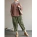 M-5XL Women Loose Pure Color Elastic Waist Corduroy Pants