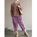 M-5XL Women Loose Pure Color Elastic Waist Corduroy Pants