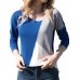 Women Casual Round Neck Splicing Color Long Sleeve T-shirts