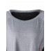 Women Casual Button O-neck Patchwork Long Sleeve T-shirts