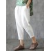 Women Casual Solid Elastic Waist Cotton Harem Pants