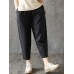 Women Casual Solid Elastic Waist Cotton Harem Pants