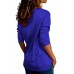 Casual Women V-neck Long Sleeve Pleated T-shirts