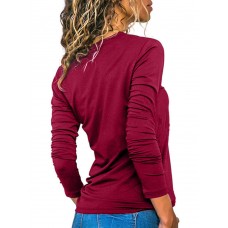 Women Halter Long Sleeve Solid Color Casual T-shirts