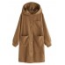 Women Casual Long Sleeve Hooded Trench Corduroy Long Coats