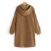 Women Casual Long Sleeve Hooded Trench Corduroy Long Coats