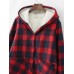 Women Casual Button Hooded Plaid Coats with Pocket