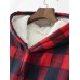 Women Casual Button Hooded Plaid Coats with Pocket