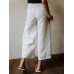 Women High Elastic Waist Cotton Wide Leg Pants