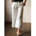 Women High Elastic Waist Cotton Wide Leg Pants