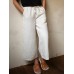 Women High Elastic Waist Cotton Wide Leg Pants