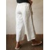 Women High Elastic Waist Cotton Wide Leg Pants