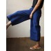 Women High Elastic Waist Cotton Wide Leg Pants