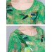 Women Elegant Art Print 3/4 Sleeve Loose Dress