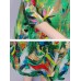 Women Elegant Art Print 3/4 Sleeve Loose Dress