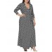 Plus Size Vintage Printed V-neck 3/4 Sleeve Maxi Dress