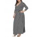 Plus Size Vintage Printed V-neck 3/4 Sleeve Maxi Dress