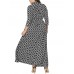 Plus Size Vintage Printed V-neck 3/4 Sleeve Maxi Dress