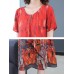 Plus Size Art Print Short Sleeve Elegant Women Dress